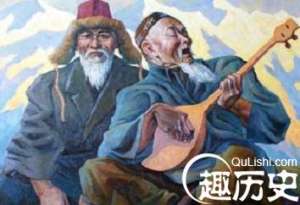 行走在草原上的哈萨克族游吟诗人
